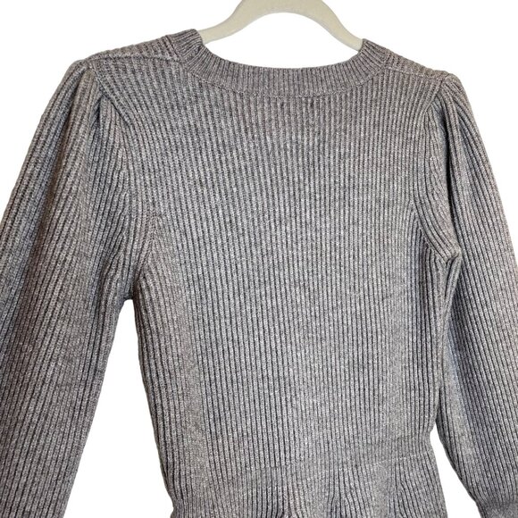 dRA Los Angeles Peplum Ribbed Puff Sleeve Sweater, M - Picture 5 of 9